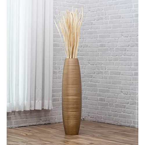 Grand vase en bois de manguier artisanal à poser au sol pour décoration intérieure élégante et originale.