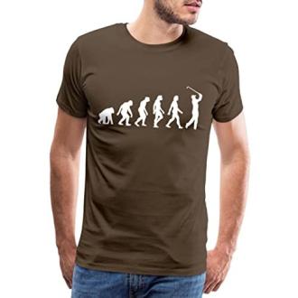 Tee-shirt humoristique évolution de l'homme golfeur.