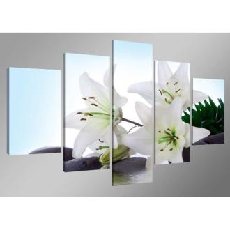Tableau moderne sans cadre 5 pièces fleurs 160 cm