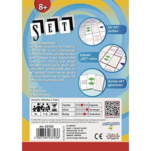 Jeu de cartes Set Gigamic pour défis mentaux et rapidité, convient à tous les âges