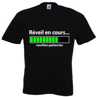 Tee shirt geek réveil en cours