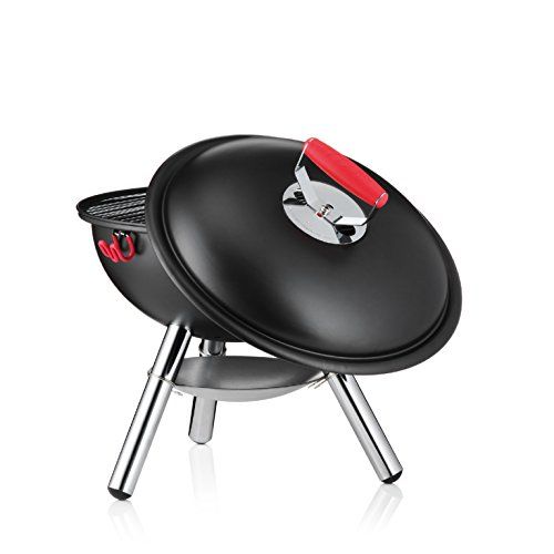 Barbecue portable Bodum Fyrkat noir, design compact, idéal pour grillades extérieures et voyages.