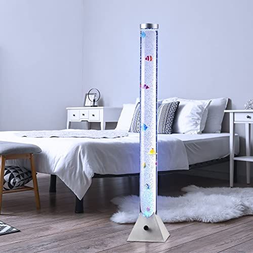 Colonne d'eau lumineuse LED avec poissons factices pour décoration sans entretien d'intérieur