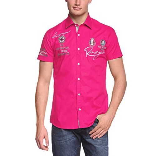 Chemise Redbridge colorée à manches courtes, en coton et élasthanne, élégante et confortable pour hommes soucieux de style et originalité.