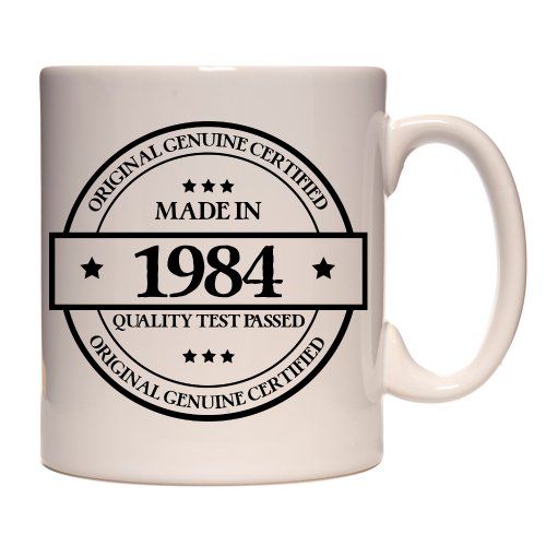 Mug vintage 1984 design avec inscription Aged to Perfection, cadeau idéal pour amateurs de rétro.