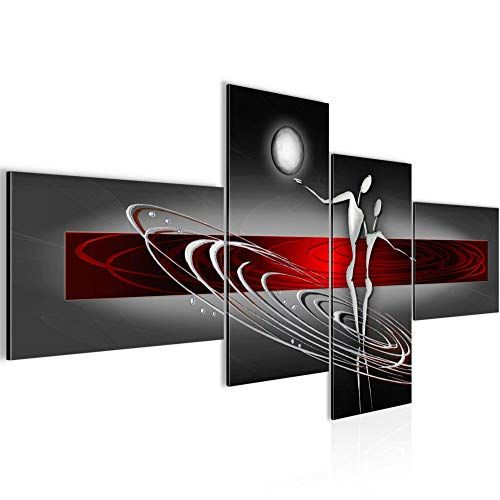 Tableau moderne abstrait Runa Art en quatre parties aux couleurs vives et installation facile.