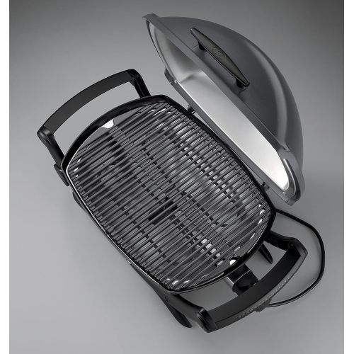 Barbecue électrique Weber Q 2400 pratique, élégant, idéal pour cuisine en plein air, novices et experts, design moderne, facile à nettoyer.