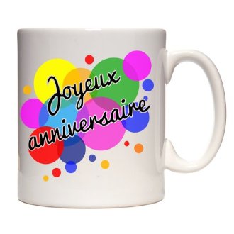 Mug joyeux anniversaire couleurs