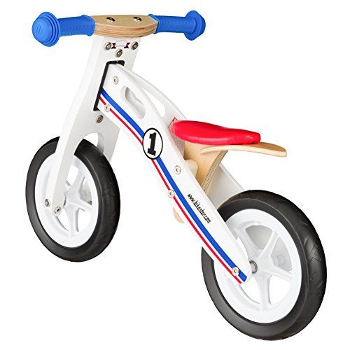 Draisienne en bois pour enfant dès 2 ans, stabilité rassurante, selle ajustable, matériaux non toxiques, idéale pour développer l'équilibre.