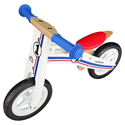 Draisienne en bois pour enfant dès 2 ans, stabilité rassurante, selle ajustable, matériaux non toxiques, idéale pour développer l'équilibre.