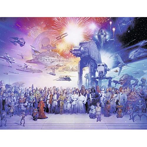 Puzzle Star Wars 2000 pièces - Challenge pour les amateurs de construction puzzle - Image magnifique regroupant tous les personnages et vaisseaux - Marque Ravensburger