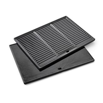 Plaque en fonte Barbecook pour barbecue, face lisse et nervurée, idéale pour griller