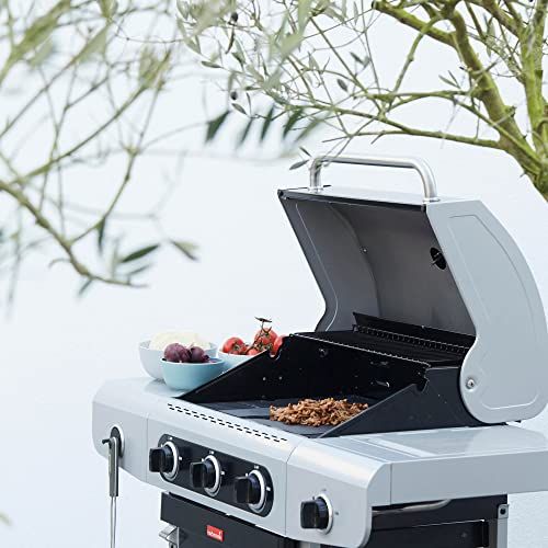 Plaque en fonte Barbecook pour barbecue, face lisse et nervurée, idéale pour griller