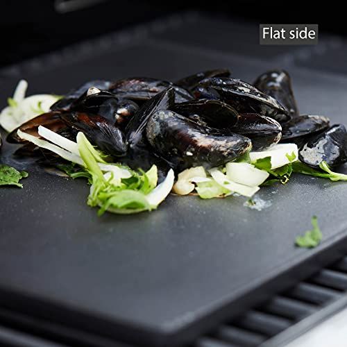 Plaque en fonte Barbecook pour barbecue, face lisse et nervurée, idéale pour griller