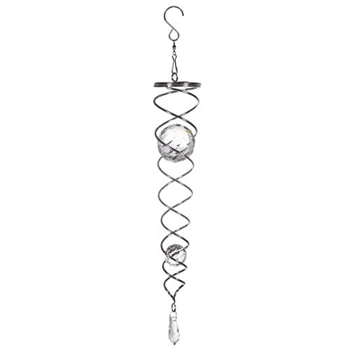 Spirale Infinité en acier, décoration de jardin hypnotique et élégante avec billes de verre.