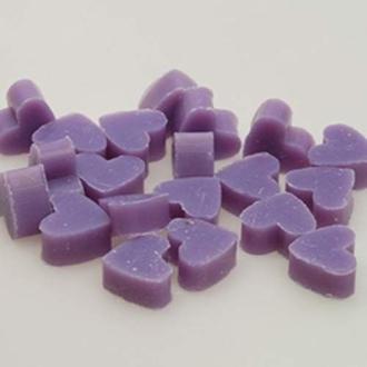 Lot de 100 mini savons en forme de cœur, parfum lavande et citron, cadeau original mariage, fabriqué avec lait de brebis, sachet organza.
