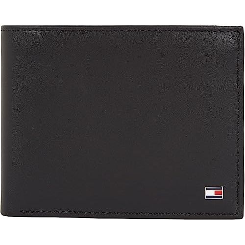 Portefeuille Tommy Hilfiger en cuir de veau, élégant, pratique, avec fermeture à bouton-poussoir, idéal cadeau pour homme, design intemporel.