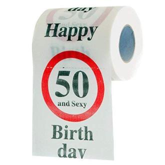 Rouleau de papier toilette humoristique pour 50ème anniversaire avec inscription 'Happy 50 birthday'