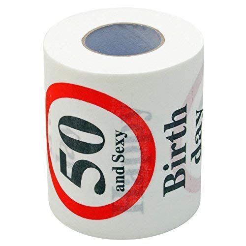 Rouleau de papier toilette humoristique pour 50ème anniversaire avec inscription 'Happy 50 birthday'