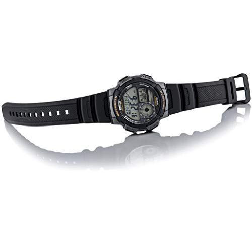 Montre Casio Quartz LCD noire étanche avec Illuminator pour adolescents