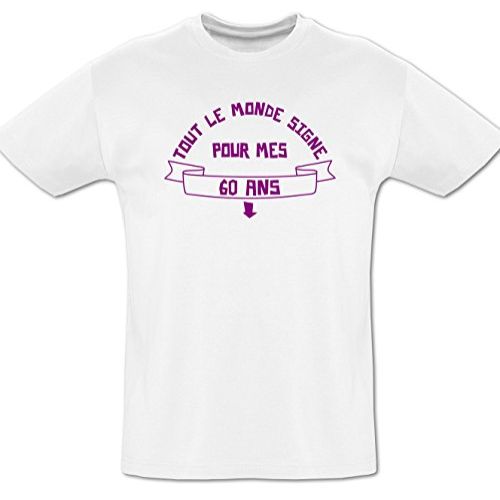 Tee-shirt 60 ans à dédicacer, cadeau original anniversaire, souvenir, taille XL, marqueur textile, moments inoubliables famille amis.
