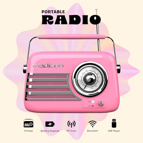 Poste de radio vintage Madison - Radio portable rétro avec design élégant et qualité sonore supérieure.
