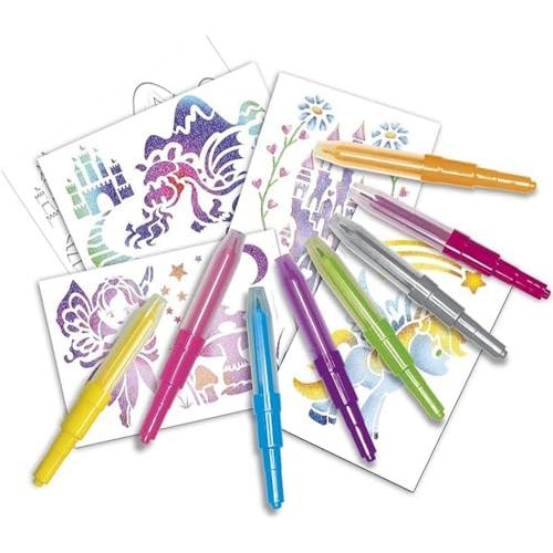 Kit loisirs créatifs Lansay, feutres à souffler pour enfants dès 5 ans, stimule créativité avec dessins fées et licornes, cadeau idéal anniversaire, Noël.