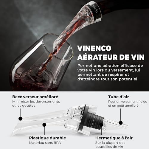 Verseur aérateur refroidisseur vin 3 en 1 Vinenco améliorant arôme et goût du vin