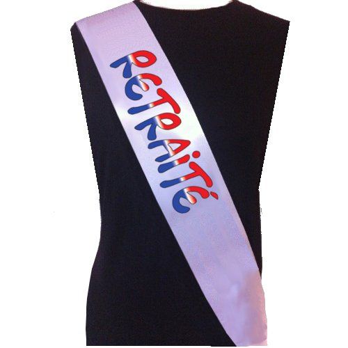 Écharpe "Vive La Retraite" Blanche Et Dorée - Cadeau Parfait Pour Fêter Un Départ En Retraite Homme Ou Femme