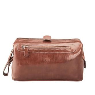 Trousse de toilette en cuir de luxe pour homme Maxwell Scott, idéale pour cadeaux élégants et voyages sophistiqués.