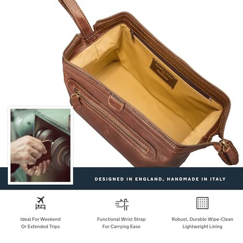 Trousse de toilette en cuir de luxe pour homme Maxwell Scott, idéale pour cadeaux élégants et voyages sophistiqués.
