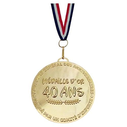 Médaille humoristique pour fêter ses 40 ans en grande dimension, métallique et superbe