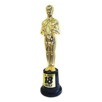 Trophée doré personnalisé pour 18ème anniversaire avec design élégant et humoristique.
