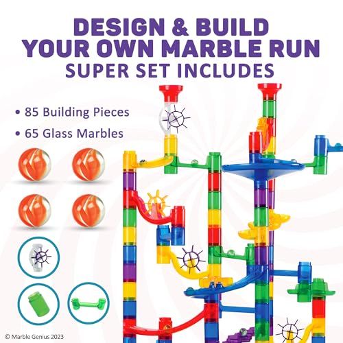 Circuit à billes Marble Genius 85 pièces transparentes éducatives pour enfants créativité et ingénierie