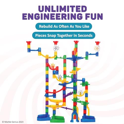 Circuit à billes Marble Genius 85 pièces transparentes éducatives pour enfants créativité et ingénierie