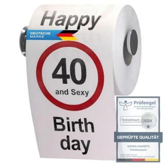 Rouleau papier toilette humoristique anniversaire 40 ans avec messages imprimés pour quarantaine.