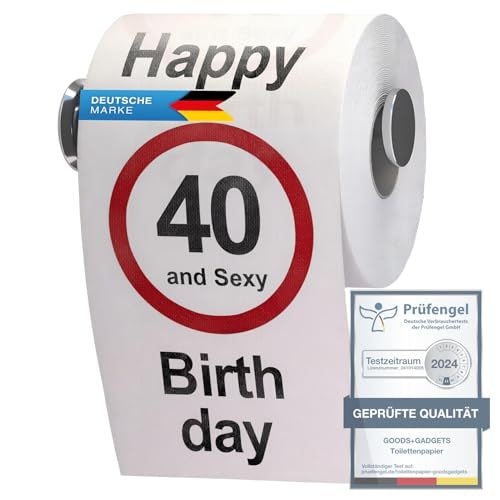Rouleau papier toilette humoristique anniversaire 40 ans avec messages imprimés pour quarantaine.