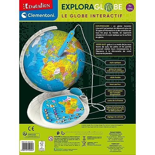 Globe terrestre interactif éducatif Clementoni avec stylo optique et fonctionnalité de réalité augmentée pour enfants