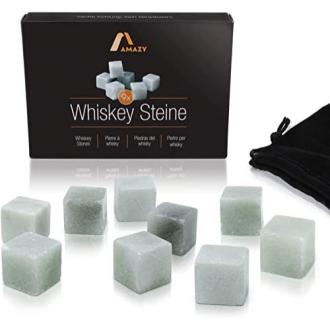 Glaçons à Whisky en pierre - Idée cadeau pour amateurs de spiritueux. Résistent 30 minutes, refroidissent sans eau.