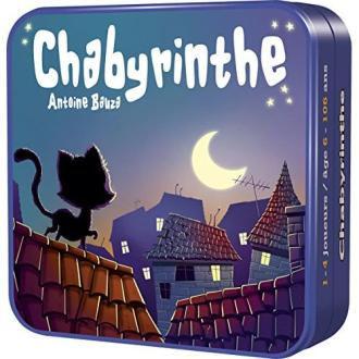 Jeu de société familial Chabirynthe avec chats, pour stratégie et amusement coopératif.