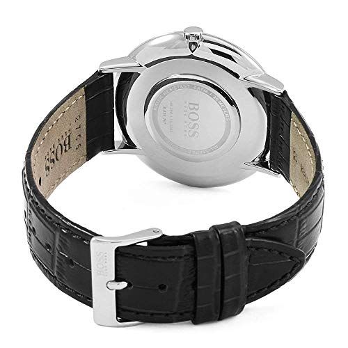 Montre Hubo Boss analogique quartz, cadeau élégant et sophistiqué avec bracelet en acier inoxydable et cadran noir.