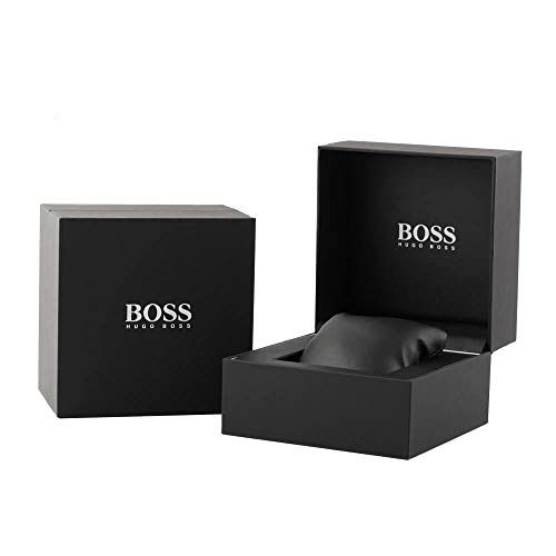 Montre Hubo Boss analogique quartz, cadeau élégant et sophistiqué avec bracelet en acier inoxydable et cadran noir.