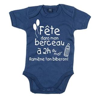 Body bébé humour couleurs au choix - La fête du berceau à 2h du mat' rammène ton biberon !