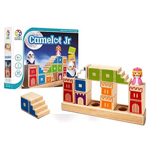 Jeu éducatif Camelot Junior pour enfants avec puzzles de château en bois et défis de réflexion progressifs