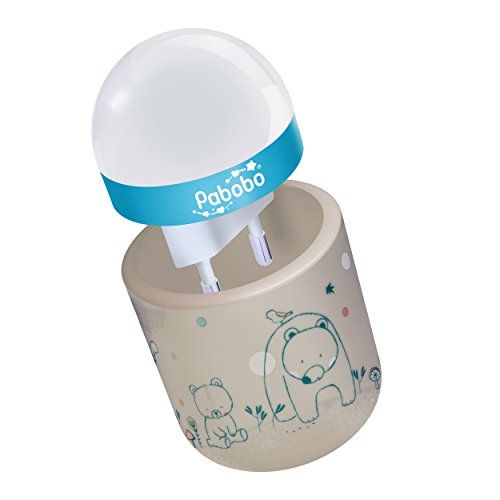 Veilleuse Pabobo automatique sécurisante pour enfants, lumière douce et mobile avec technologie intelligente économe en énergie.