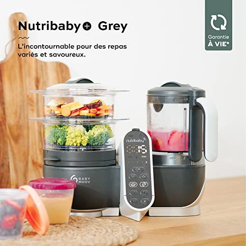 Robot culinaire Babymoov Nutribaby+, cadeau naissance, multifonction, évolutif, stérilisateur, cuisson vapeur, pratique pour alimentation saine bébé.