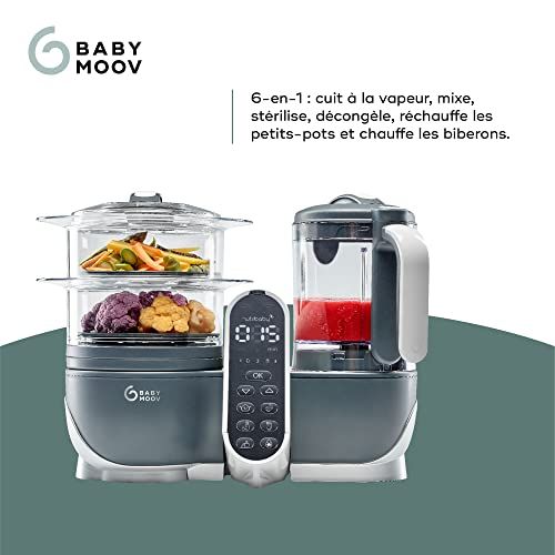 Robot culinaire Babymoov Nutribaby+, cadeau naissance, multifonction, évolutif, stérilisateur, cuisson vapeur, pratique pour alimentation saine bébé.