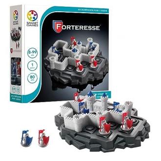 Jeu solo Forteresse avec chevaliers bleus et rouges pour défis de réflexion