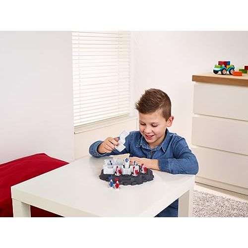 Jeu solo Forteresse avec chevaliers bleus et rouges pour défis de réflexion