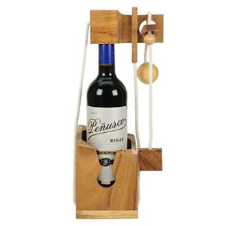Casse-tête de bouteille en bois, fabriqué à la main, cadeau original favorisant les interactions et les défis, adaptable à différentes bouteilles.